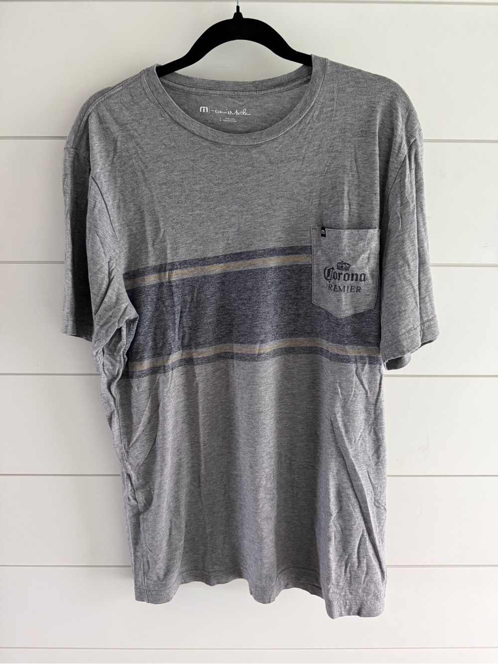 Travis Matthew Corona Premier Gray Striped Pocket T-Shirt